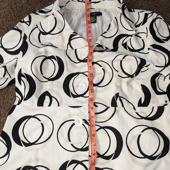 SANDRO Designer Abstract Circle Print Blazer W/ 3 Buttons No Belt Sz L - Picture 7 of 9